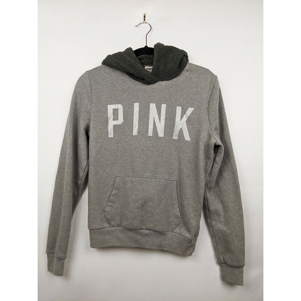 Victoria's Secret PINK Hoodie XS Gray Logo Pullover